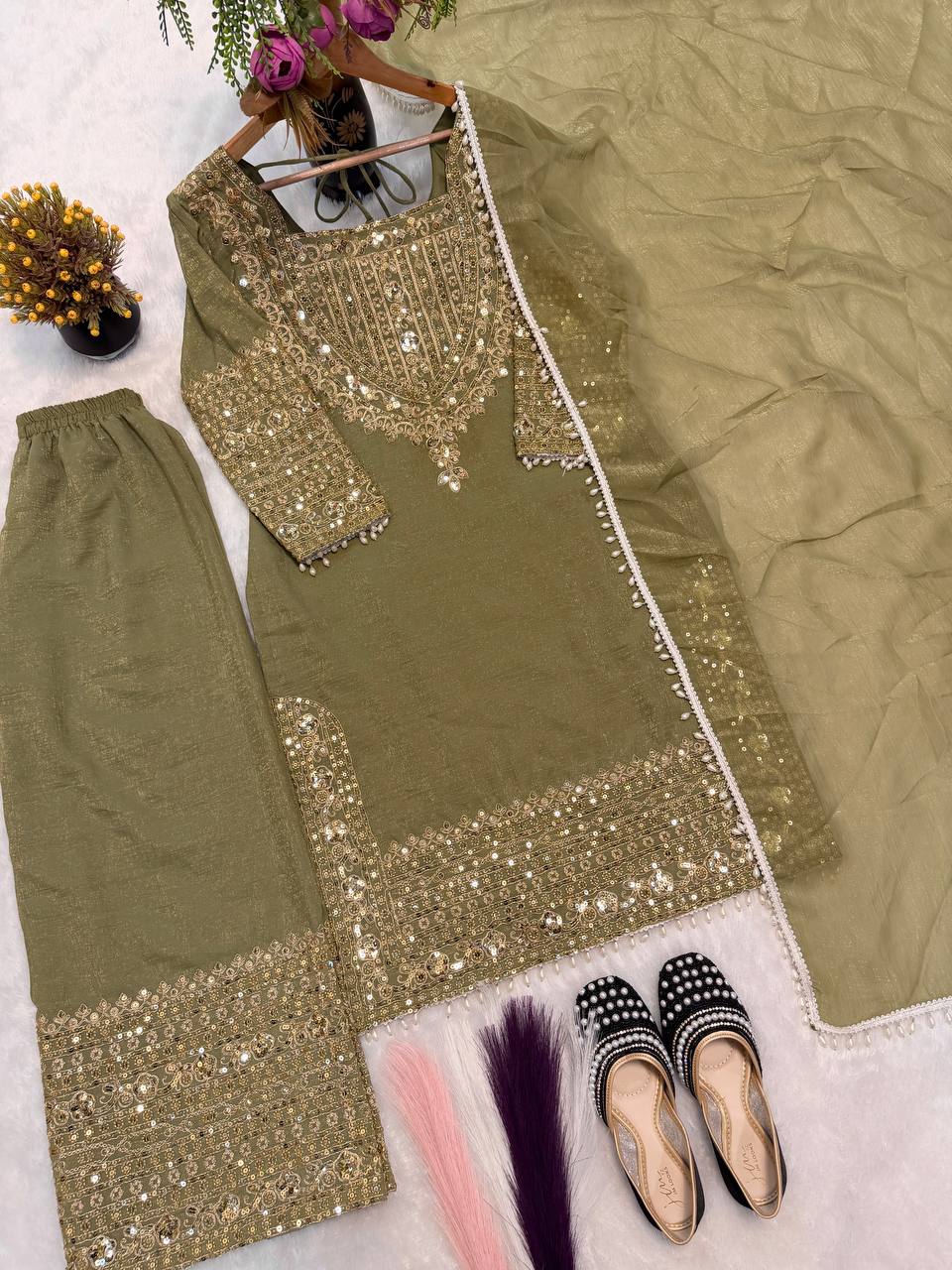 Royal Orchid Embroidered Evening Couture
